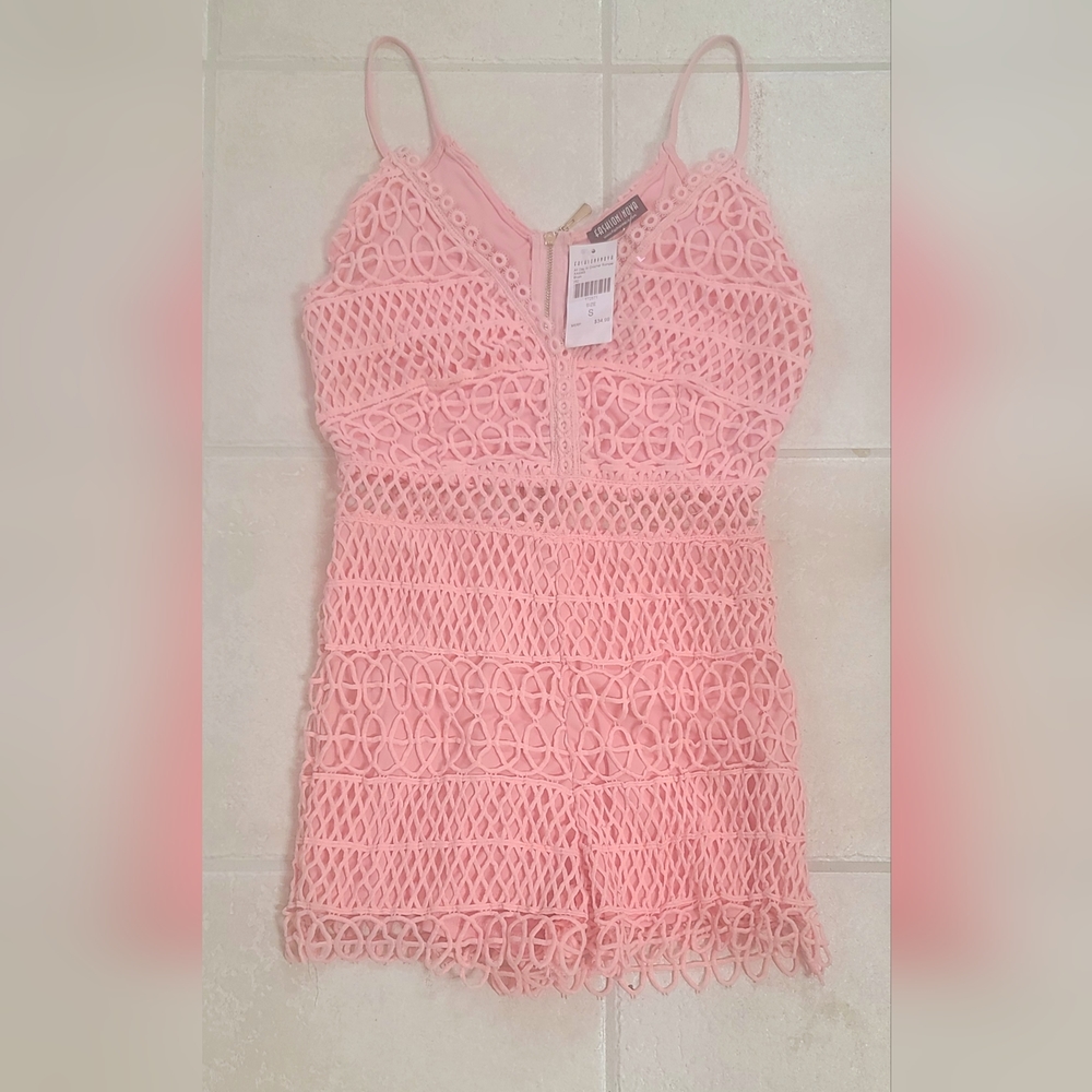 NWT Pink Lace Fashion Nova Shorts Romper